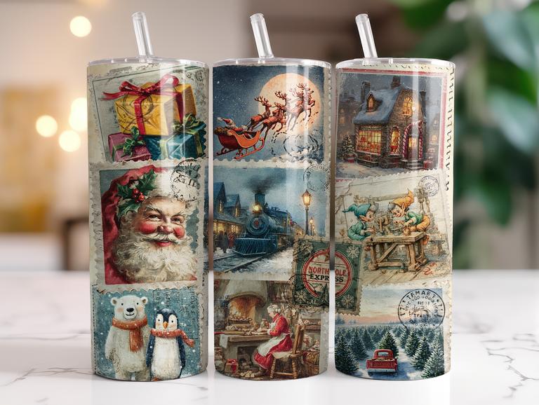 NORTH-POLE STAMPS FINISHED TUMBLER OR TRANSFER
