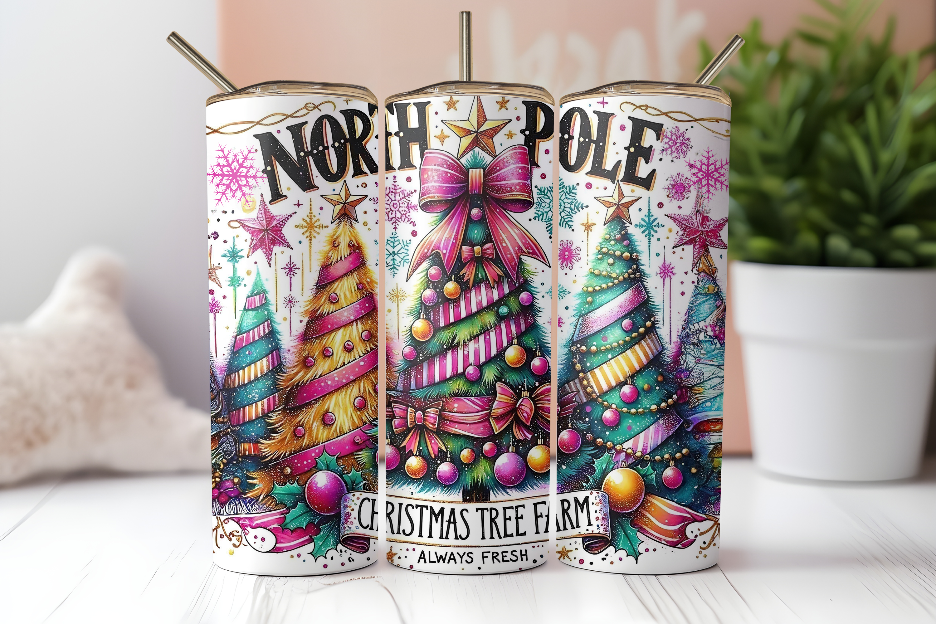 NORTH POLE CHRISTMAS FINISHED TUMBLER OR TRANSFER
