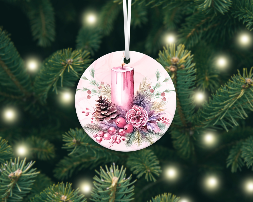 PINK CHRISTMAS ORNAMENTS & CAR COASTERS SUBLIMATION TRANSFER (CHOOSE BELOW)