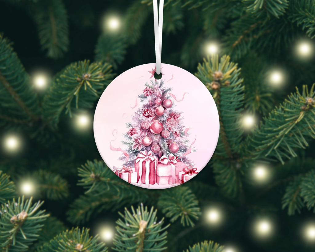 PINK CHRISTMAS ORNAMENTS & CAR COASTERS SUBLIMATION TRANSFER (CHOOSE BELOW)