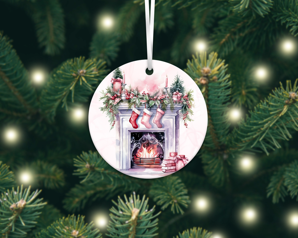 PINK CHRISTMAS ORNAMENTS & CAR COASTERS SUBLIMATION TRANSFER (CHOOSE BELOW)
