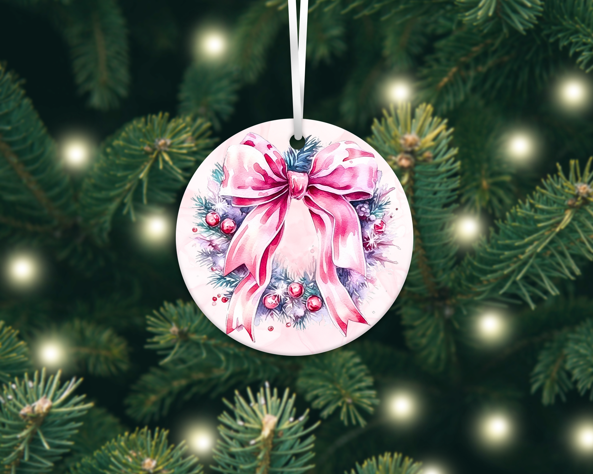 PINK CHRISTMAS ORNAMENTS & CAR COASTERS SUBLIMATION TRANSFER (CHOOSE BELOW)