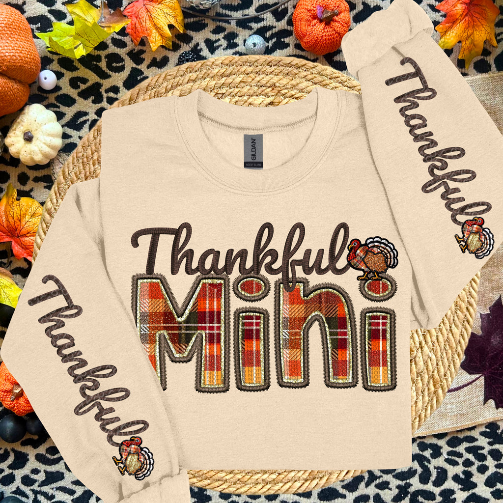 THANKFUL NAMES WITH 2 SLEEVES DTF TRANSFER