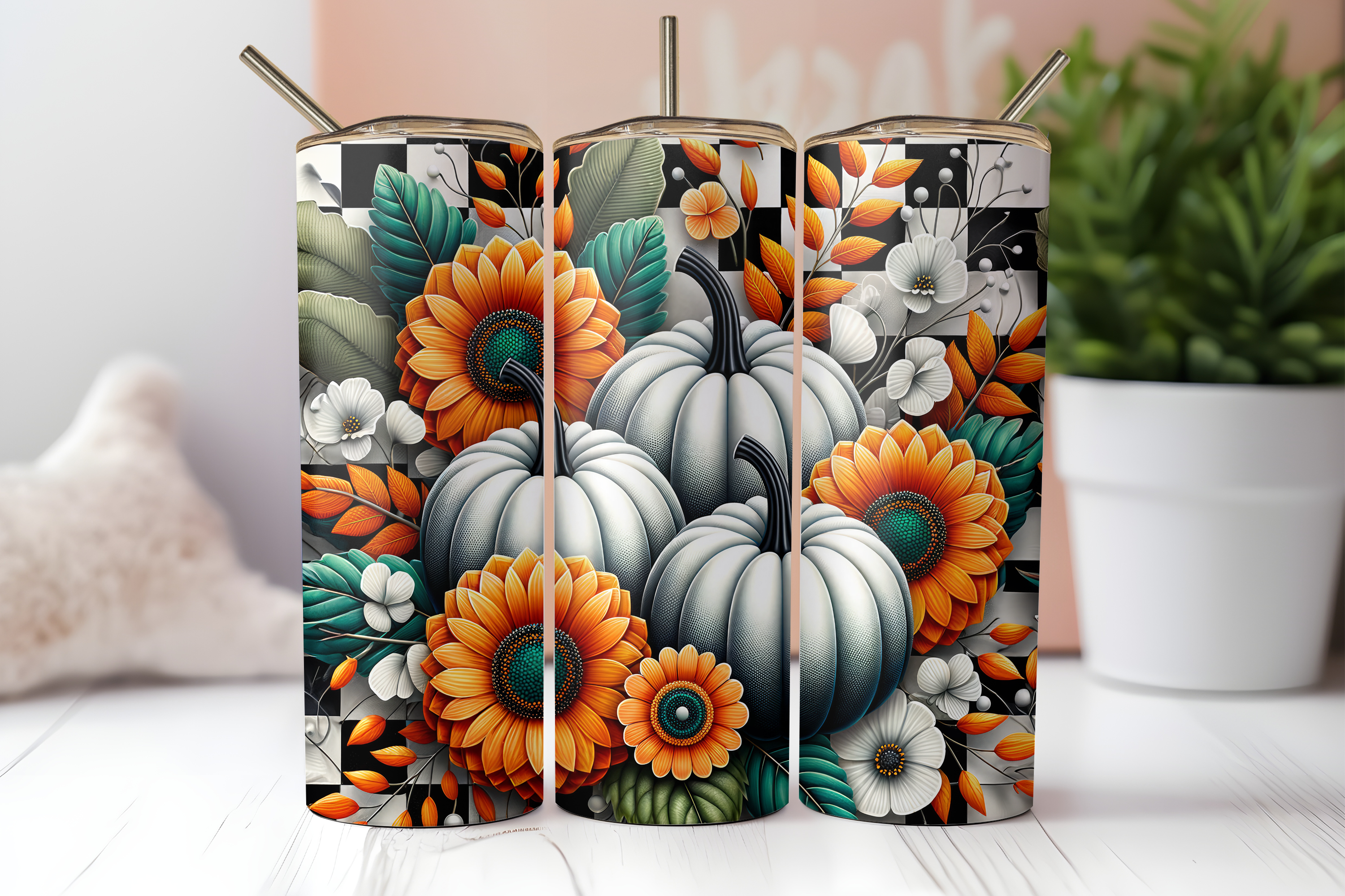 WHITE PUMPKIN FALL FINISHED TUMBLER OR TRANSFER