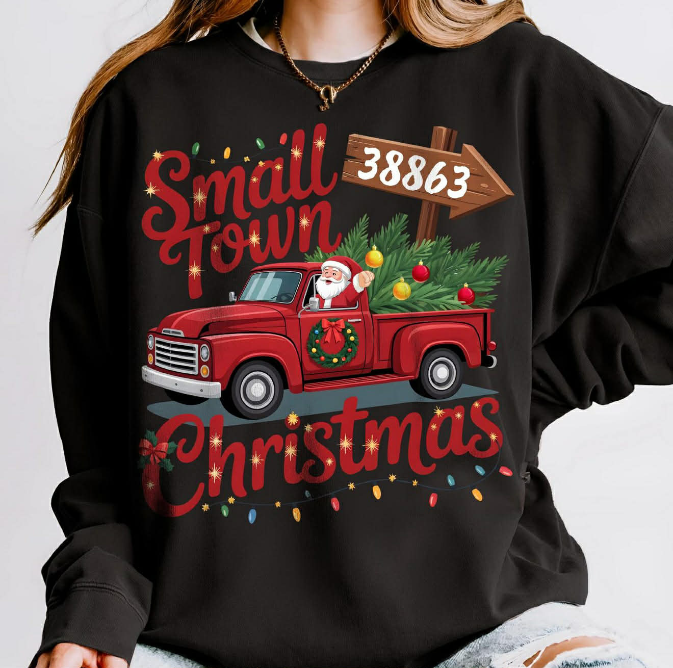 CUSTOM SMALL TOWN CHRISTMAS ZIPCODE DTF TRANSFER