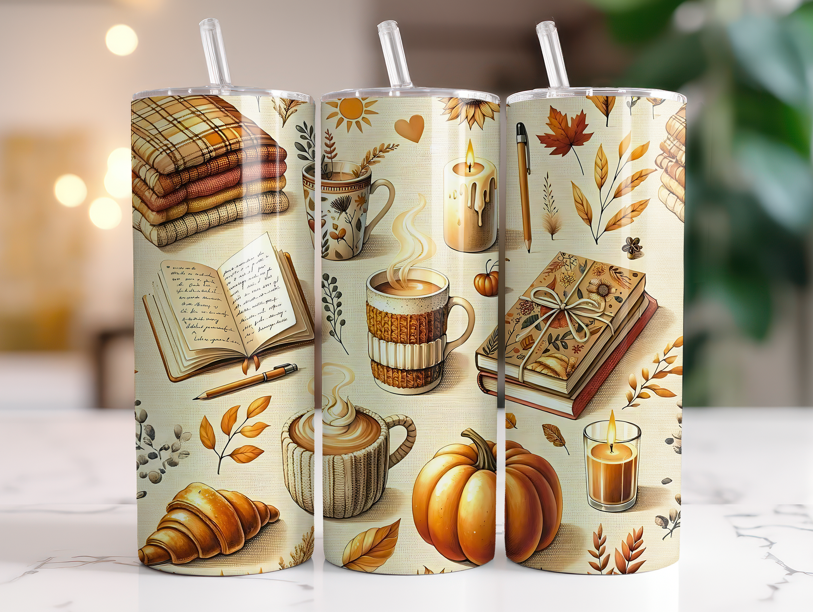 COZY BOOKS FALL FINISHED TUMBLER OR TRANSFER