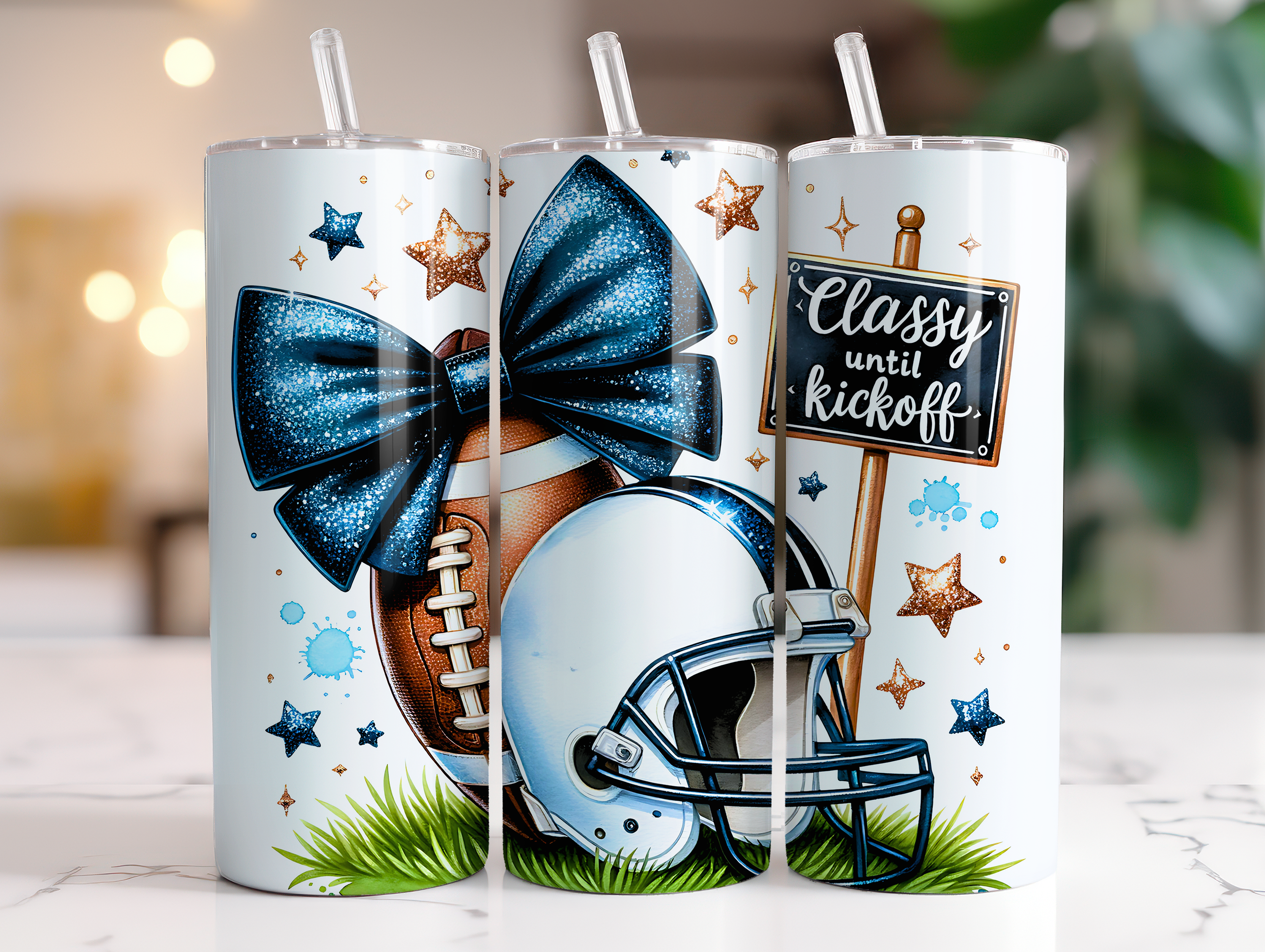 FOTTBALL CLASSY BLUE FINISHED TUMBLER OR TRANSFER