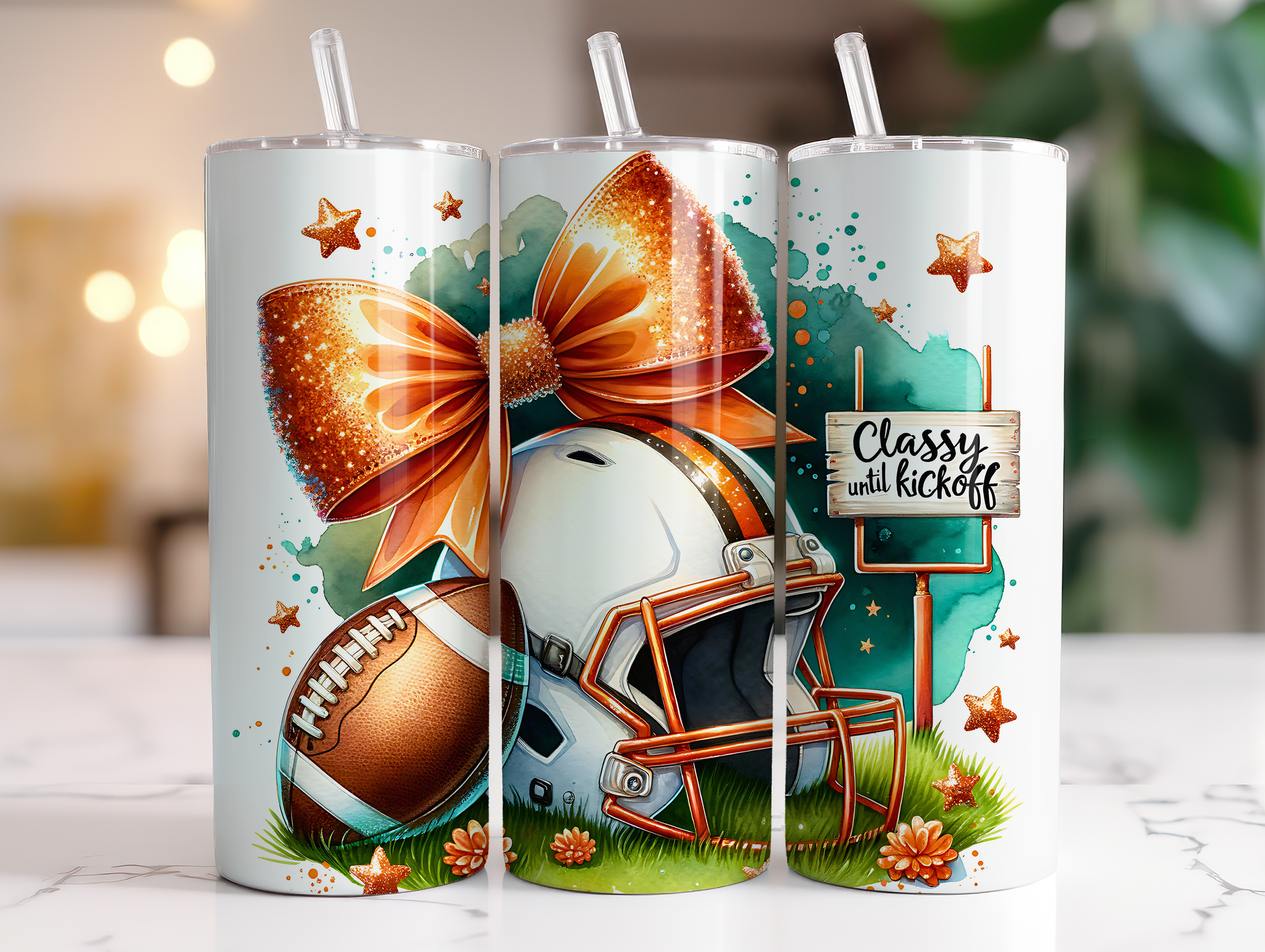 FOTTBALL CLASSY ORANGE FINISHED TUMBLER OR TRANSFER
