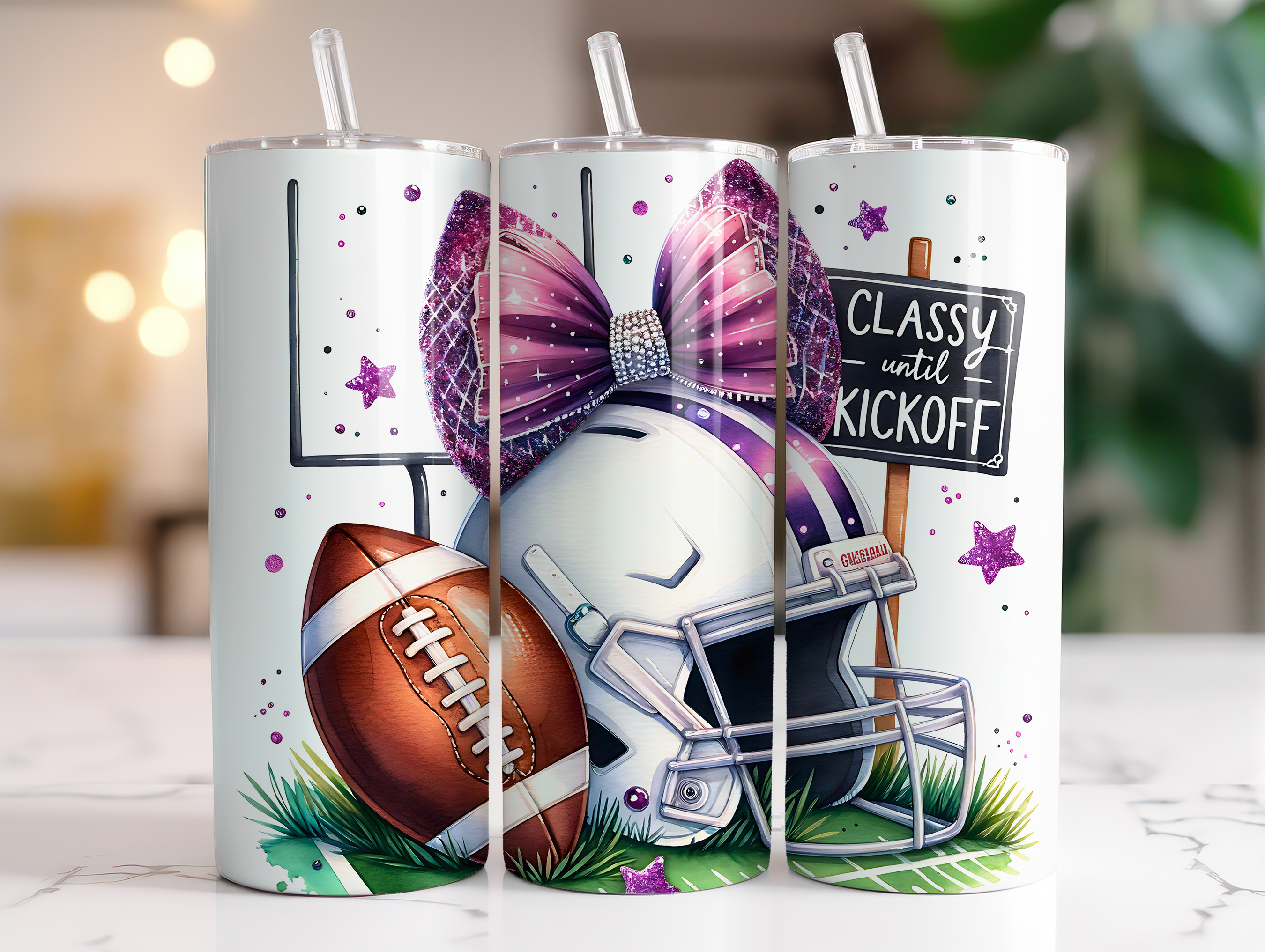 FOTTBALL CLASSY PURPLE FINISHED TUMBLER OR TRANSFER