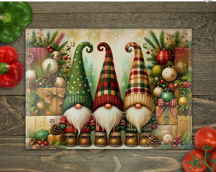 CHRISTMAS GNOMES CUTTING BOARD SUBLIMATION TRANSFER