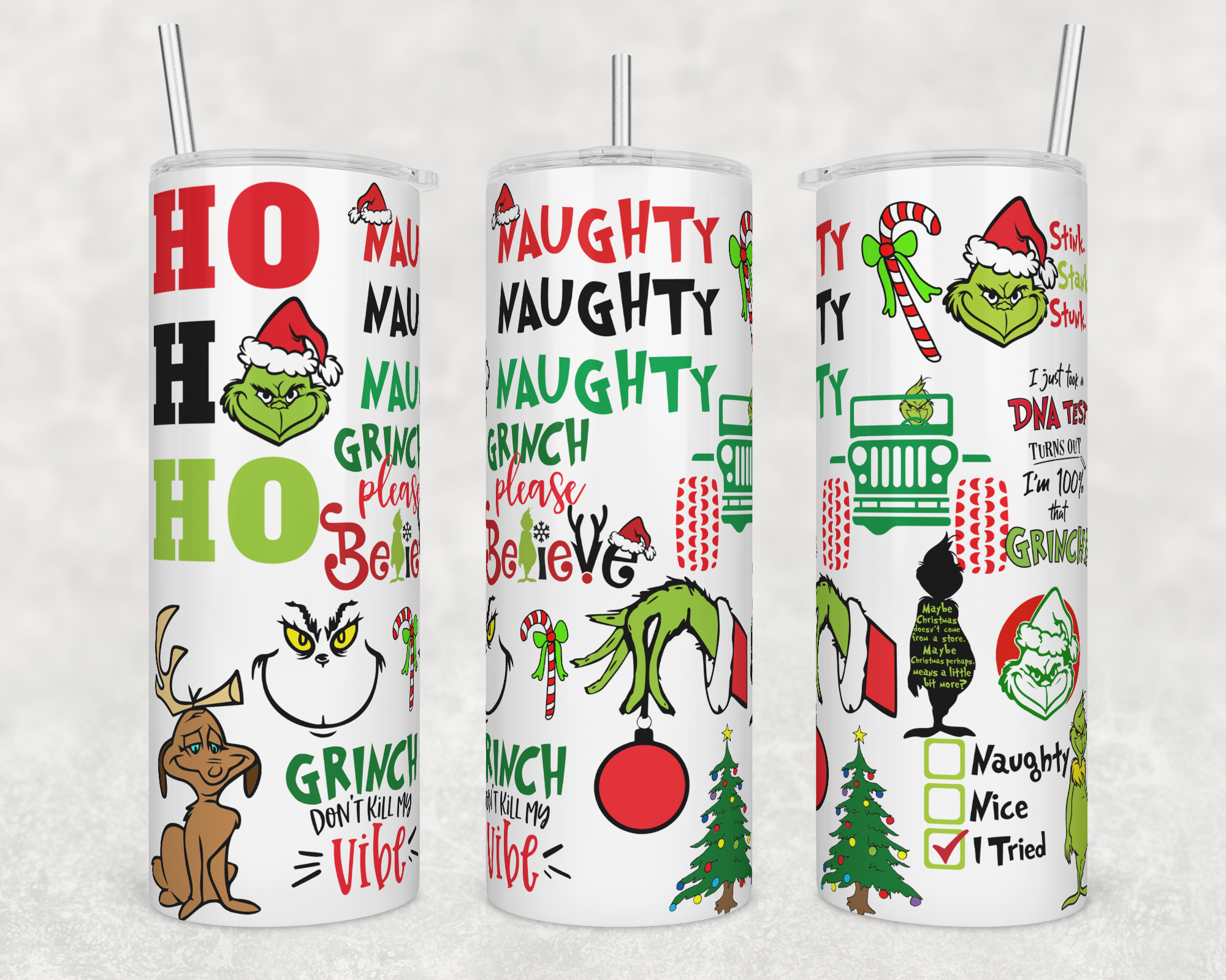 GRINCHY QUOTES FINISHED TUMBLER OR TRANSFER