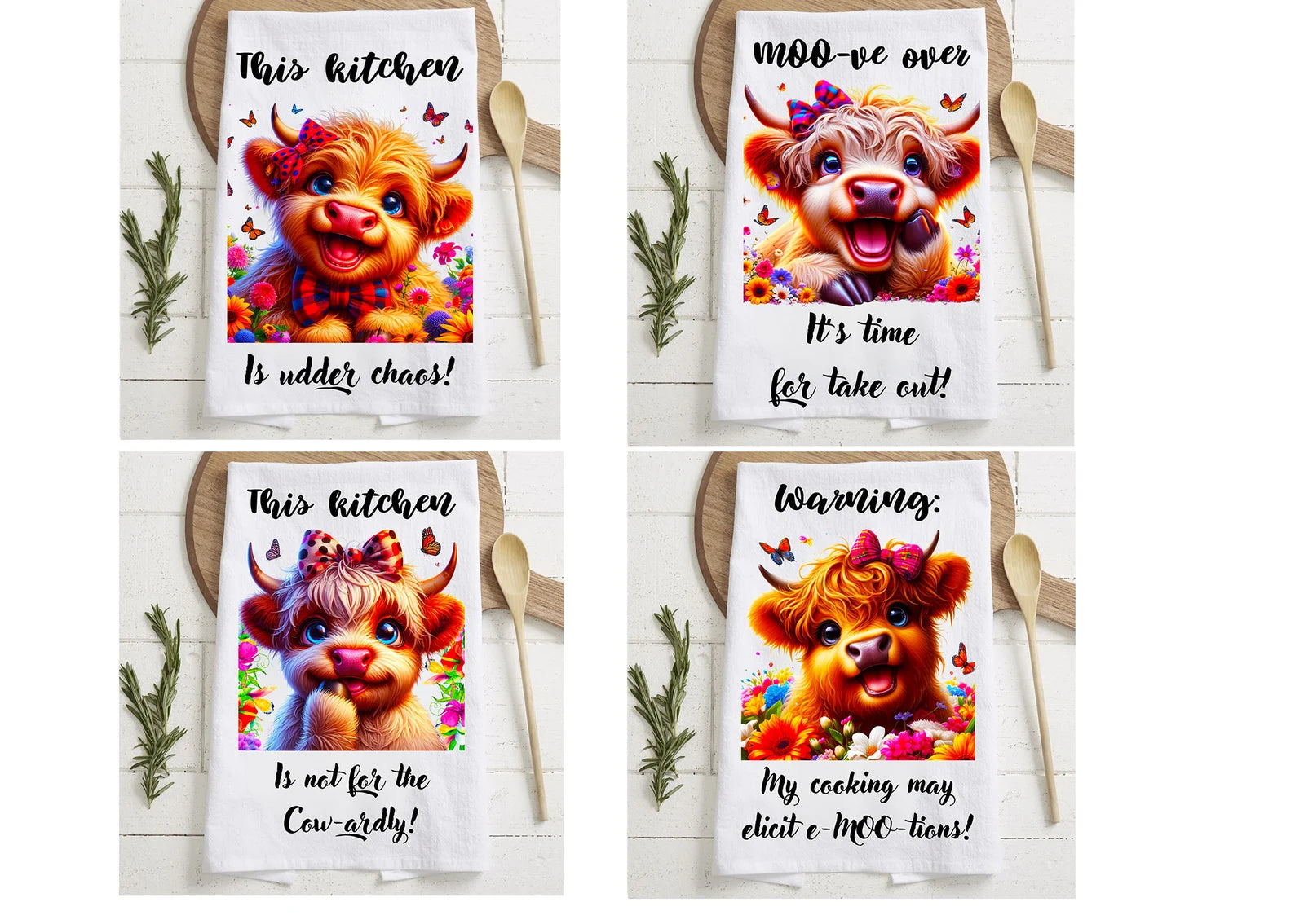 CUTE COWS TOWEL SUBLIMATION TRANSFER (CHOOSE BELOW)