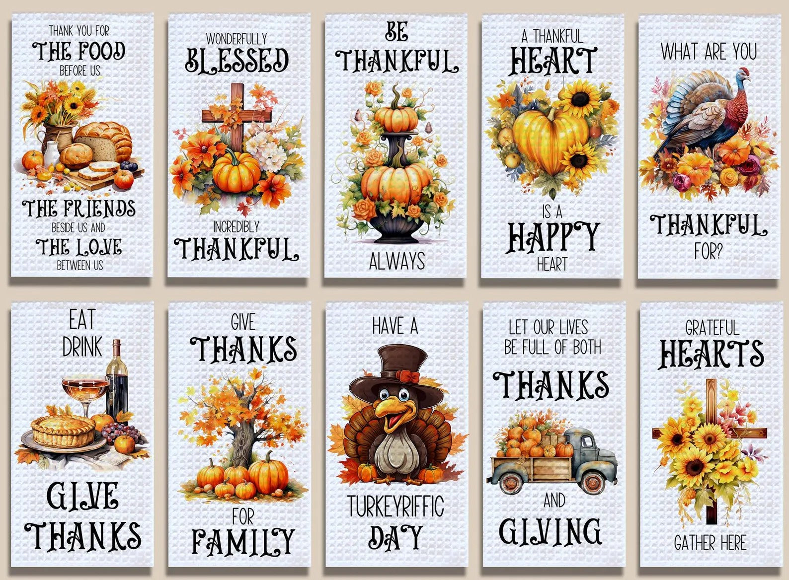 THANKSGIVING TOWEL SUBLIMATION TRANSFER (CHOOSE BELOW)