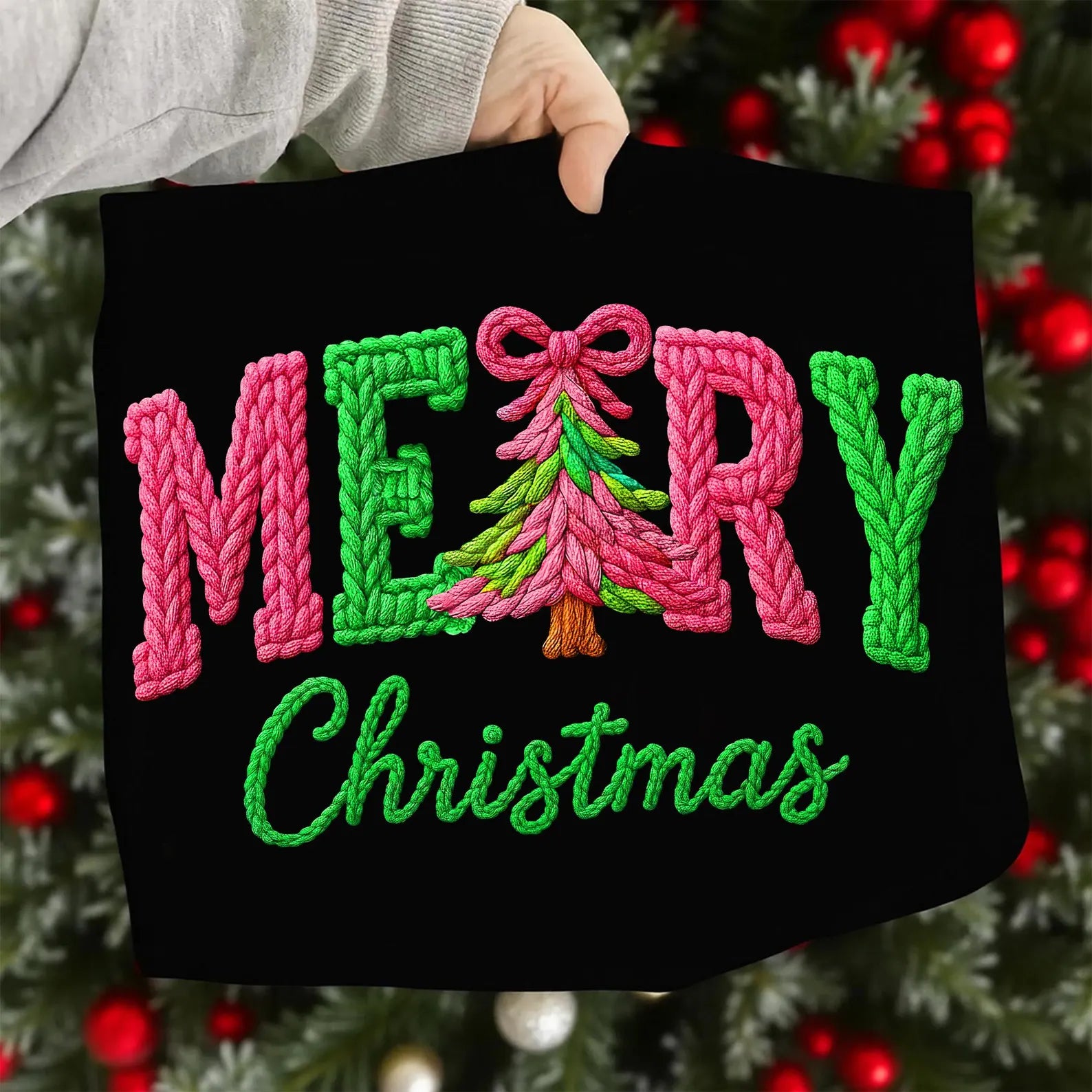 FAUX YARN NEON MERRY CHRISTMAS DTF TRANSFER