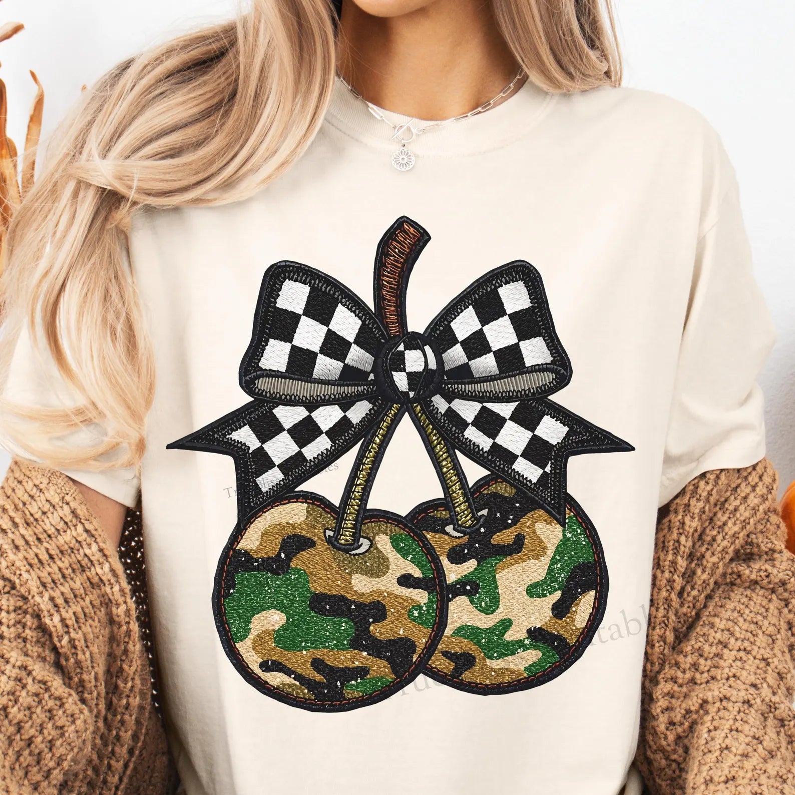 CHECKERED CAMO CHERRIES DTF TRANSFER