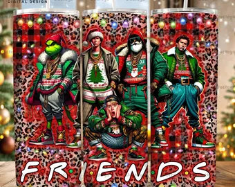 CHRISTMAS FRIENDS FINISHED TUMBLER OR TRANSFER