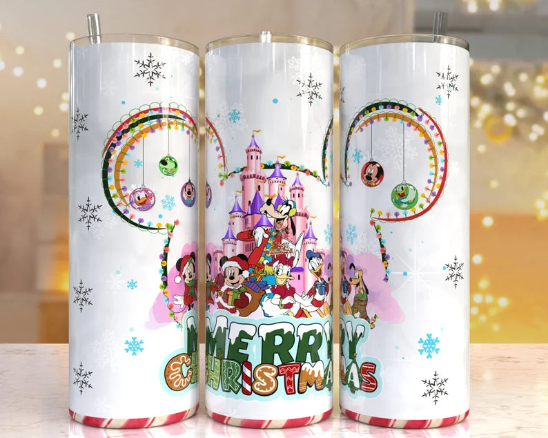 MOUSE MERRY CHRISTMAS FINISHED TUMBLER OR TRANSFER