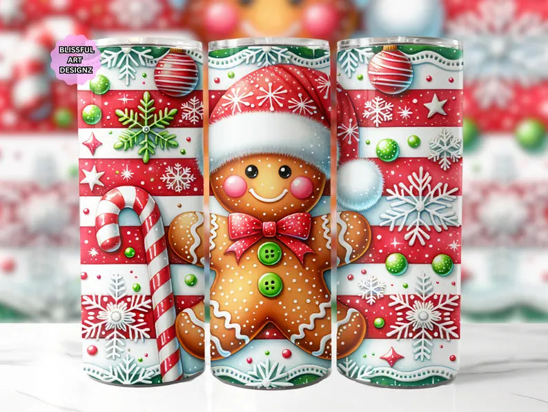 CHRISTMAS GINGERBREAD FINISHED TUMBLER OR TRANSFER