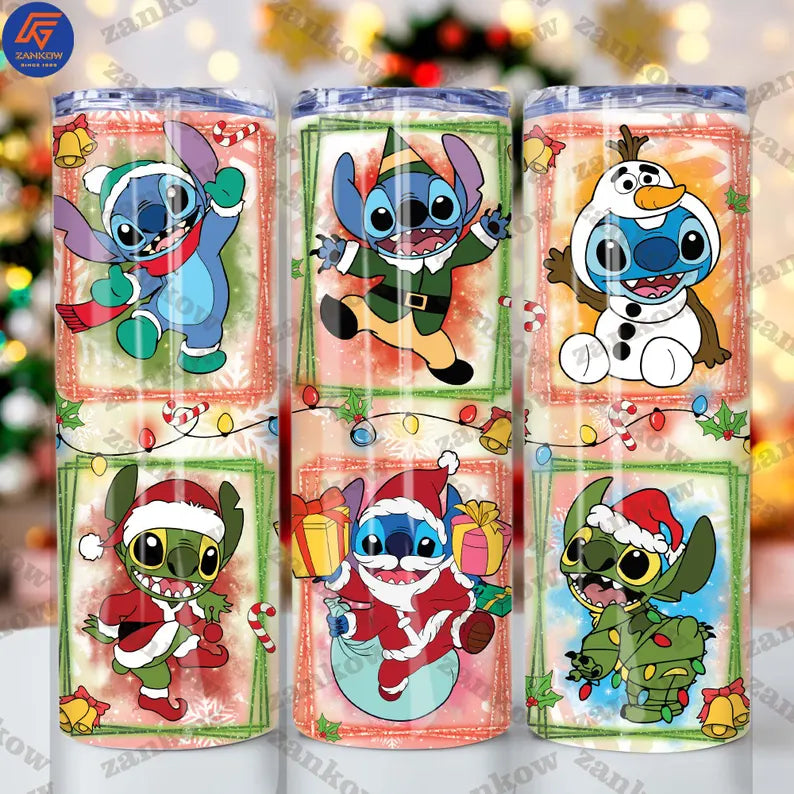 CHRISTMAS STITCH FINISHED TUMBLER OR TRANSFER