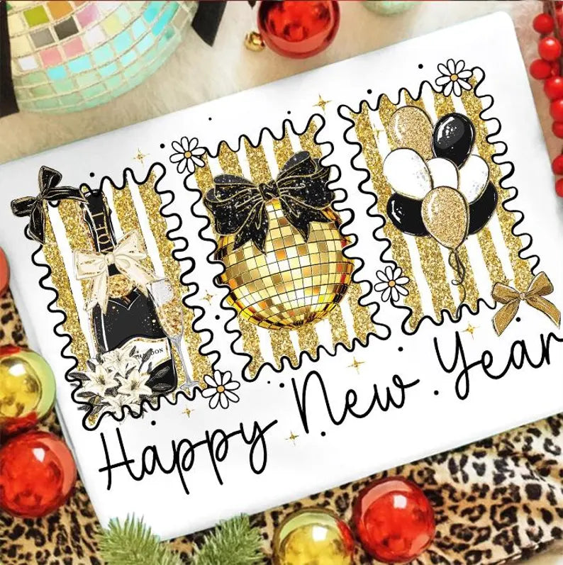 HAPPY NEW YEAR CHAMPAGNE DTF TRANSFER