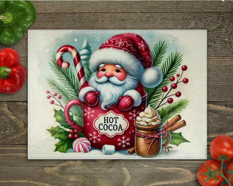 SANTA HOT COCOA CUTTING BOARD SUBLIMATION TRANSFER