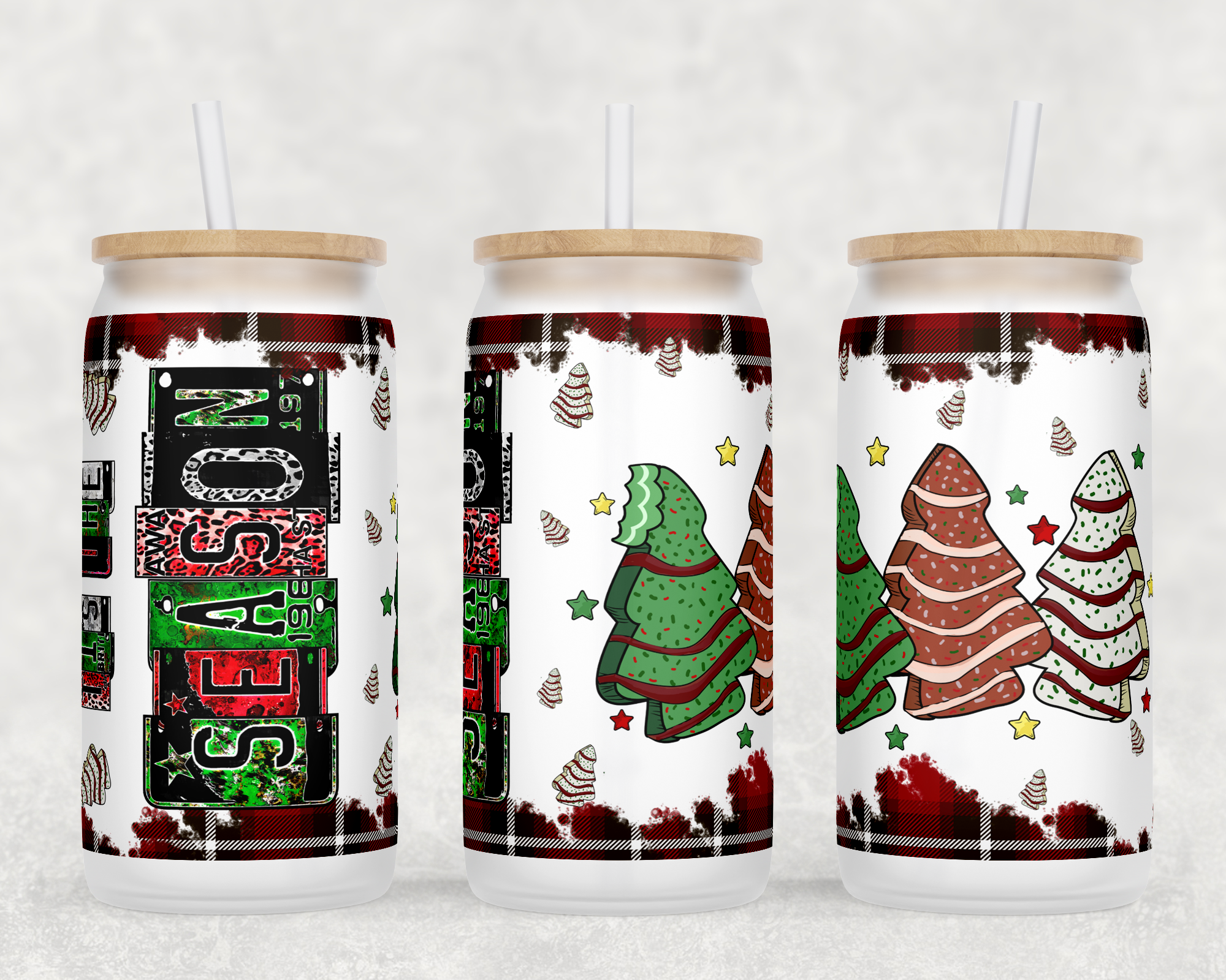 TIS THE SEASON TREE CAKES 16OZ UVDTF TRANSFER