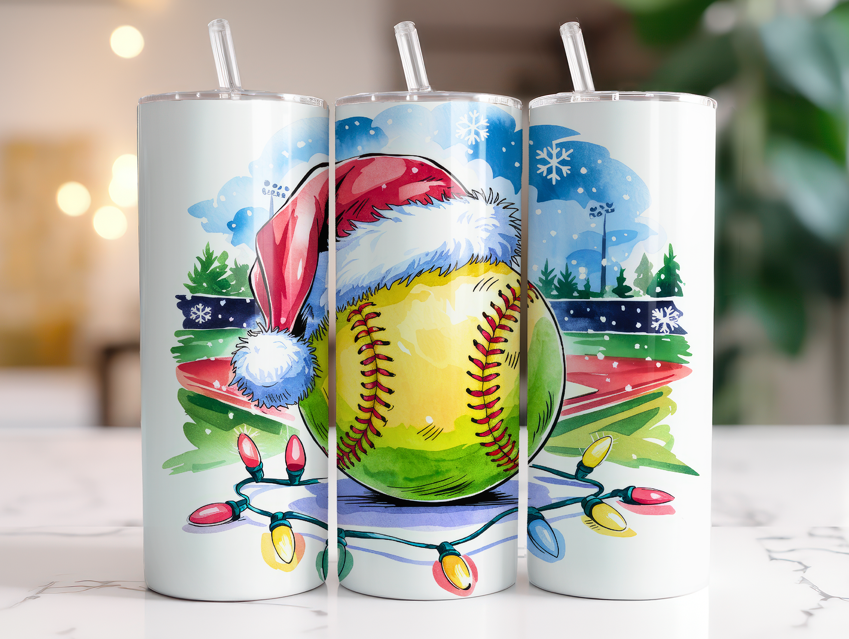 CHRISTMAS SOFTBALL FINISHED TUMBLER OR TRANSFER